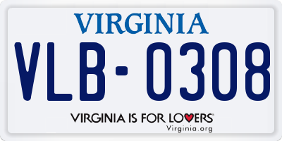 VA license plate VLB0308