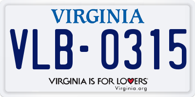 VA license plate VLB0315
