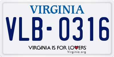 VA license plate VLB0316