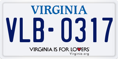 VA license plate VLB0317