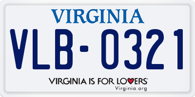 VA license plate VLB0321