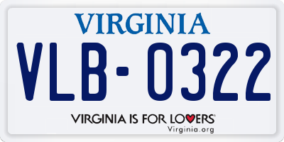 VA license plate VLB0322