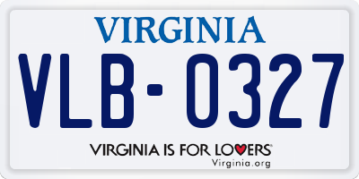 VA license plate VLB0327