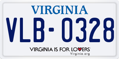 VA license plate VLB0328
