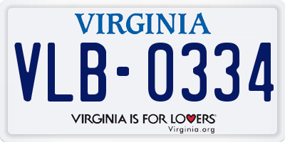 VA license plate VLB0334