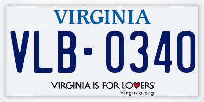 VA license plate VLB0340