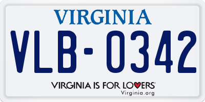 VA license plate VLB0342