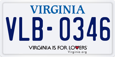 VA license plate VLB0346