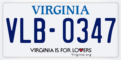 VA license plate VLB0347