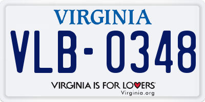 VA license plate VLB0348