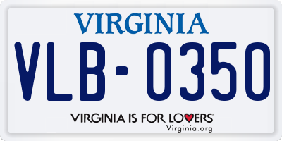 VA license plate VLB0350