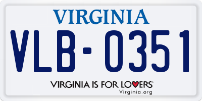 VA license plate VLB0351
