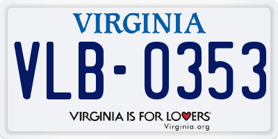 VA license plate VLB0353