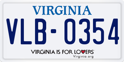 VA license plate VLB0354