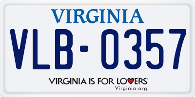 VA license plate VLB0357