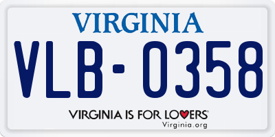 VA license plate VLB0358