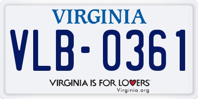 VA license plate VLB0361