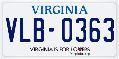 VA license plate VLB0363