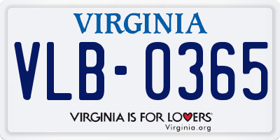 VA license plate VLB0365