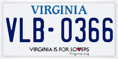 VA license plate VLB0366