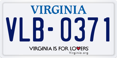 VA license plate VLB0371