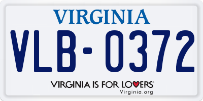VA license plate VLB0372