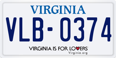 VA license plate VLB0374