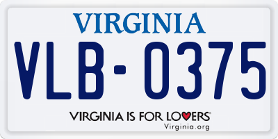 VA license plate VLB0375