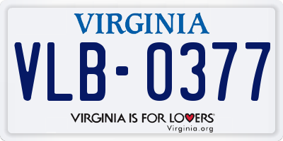 VA license plate VLB0377