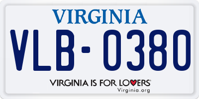 VA license plate VLB0380