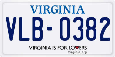 VA license plate VLB0382