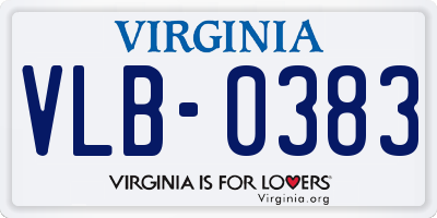 VA license plate VLB0383