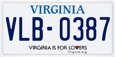 VA license plate VLB0387