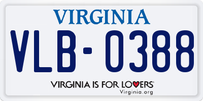 VA license plate VLB0388