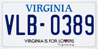 VA license plate VLB0389