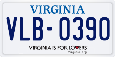 VA license plate VLB0390