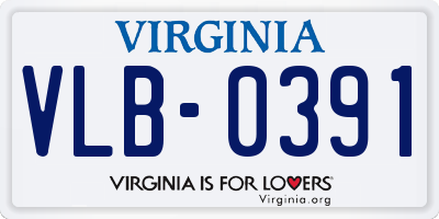 VA license plate VLB0391
