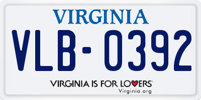 VA license plate VLB0392