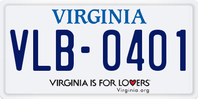 VA license plate VLB0401