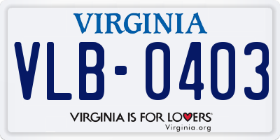 VA license plate VLB0403