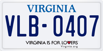 VA license plate VLB0407