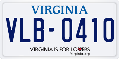 VA license plate VLB0410