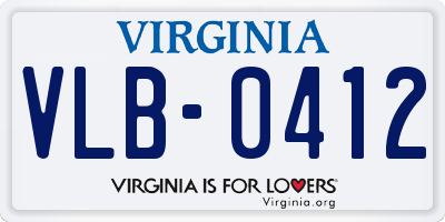 VA license plate VLB0412