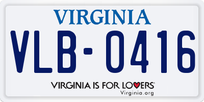 VA license plate VLB0416