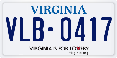 VA license plate VLB0417