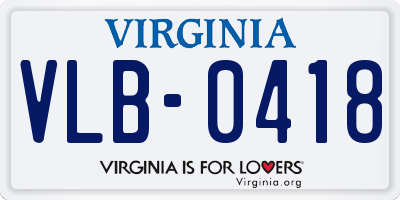 VA license plate VLB0418