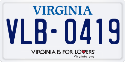 VA license plate VLB0419