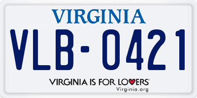VA license plate VLB0421