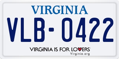 VA license plate VLB0422