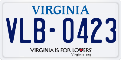 VA license plate VLB0423
